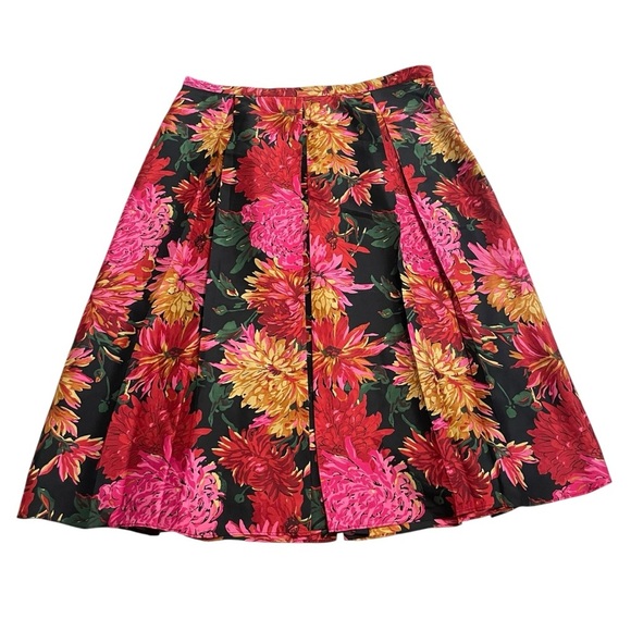 VTG Talbots 100% Silk Floral Pleated Lined Skirt Size 10 - Picture 7 of 12